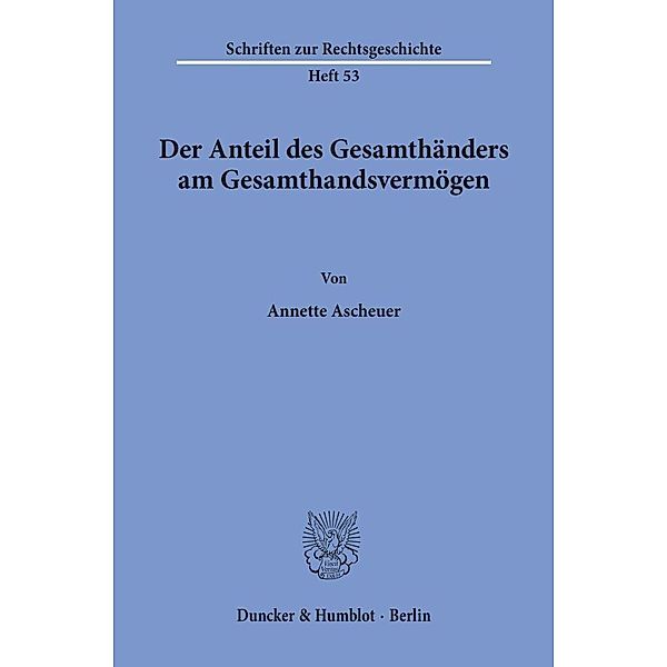 Der Anteil des Gesamthänders am Gesamthandsvermögen., Annette Ascheuer