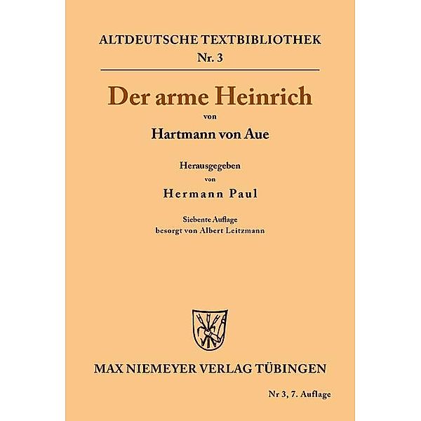 Der arme Heinrich / Altdeutsche Textbibliothek Bd.3, Hartmann von Aue