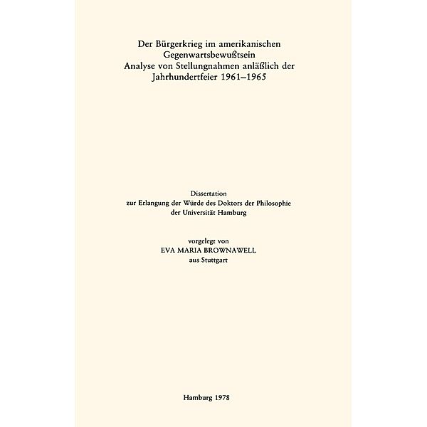 Der Bürgerkrieg im amerikanischen Gegenwartsbewusstsein, Eva Maria Brownawell