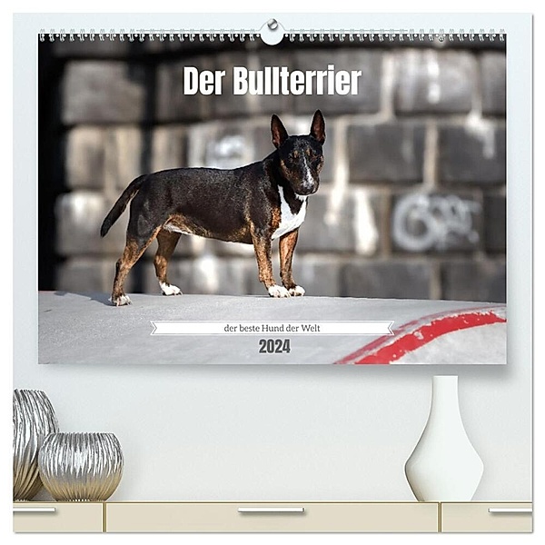 Der Bullterrier der beste Hund der Welt (hochwertiger Premium Wandkalender 2024 DIN A2 quer), Kunstdruck in Hochglanz, Yvonne Janetzek