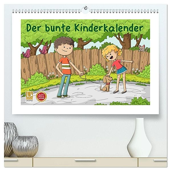 Der bunte Kinderkalender (hochwertiger Premium Wandkalender 2024 DIN A2 quer), Kunstdruck in Hochglanz, Gabi Wolf