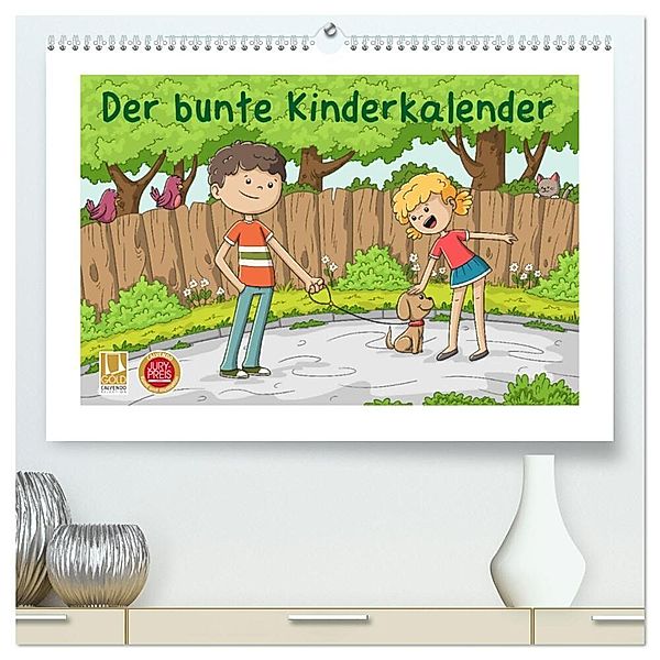 Der bunte Kinderkalender (hochwertiger Premium Wandkalender 2025 DIN A2 quer), Kunstdruck in Hochglanz, Calvendo, Gabi Wolf
