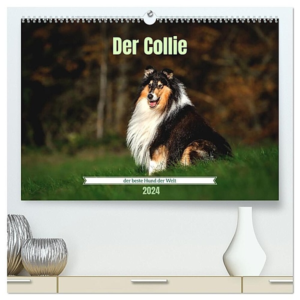 Der Collie der beste Hund der Welt (hochwertiger Premium Wandkalender 2024 DIN A2 quer), Kunstdruck in Hochglanz, Yvonne Janetzek