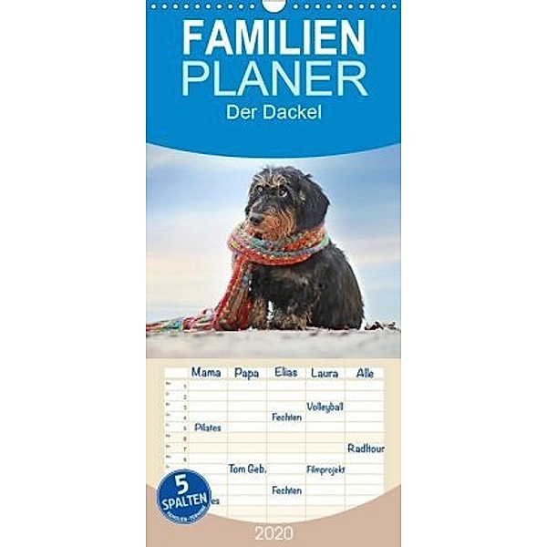Der Dackel - Familienplaner hoch (Wandkalender 2020 , 21 cm x 45 cm, hoch), Anja Foto Grafia Fotografie
