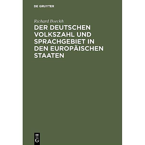 Der Deutschen Volkszahl und Sprachgebiet in den europäischen Staaten, Richard Boeckh