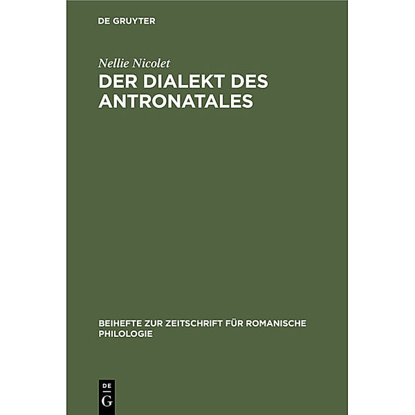 Der Dialekt des Antronatales, Nellie Nicolet