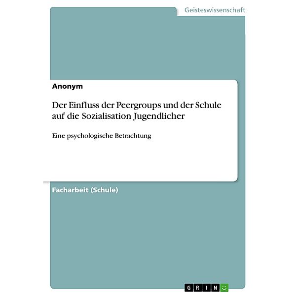 Der Einfluss der Peergroups und der Schule auf die Sozialisation Jugendlicher