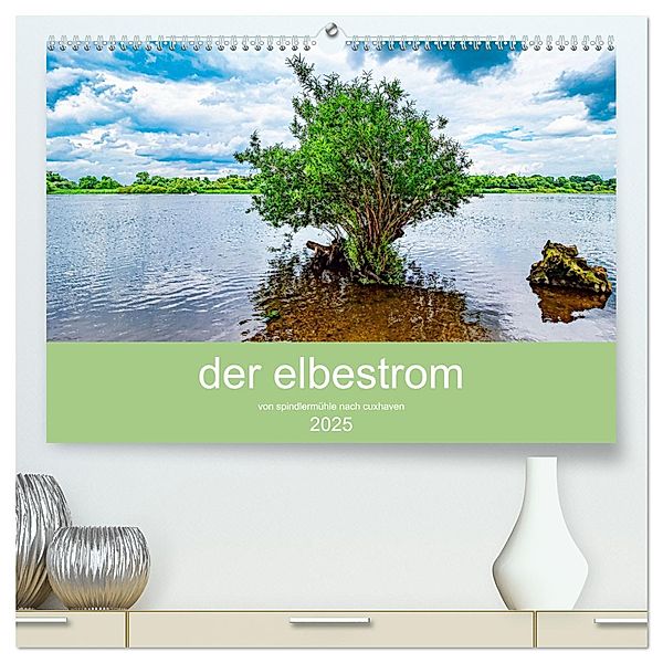 der elbestrom (hochwertiger Premium Wandkalender 2025 DIN A2 quer), Kunstdruck in Hochglanz, Calvendo, steffen sennewald