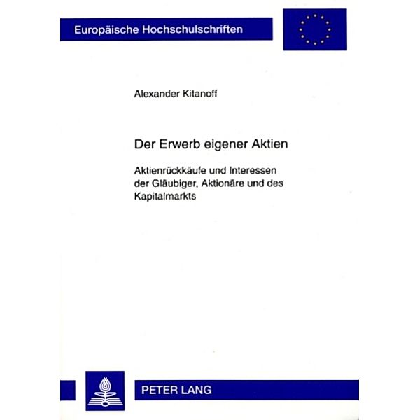 Der Erwerb eigener Aktien, Alexander Kitanoff