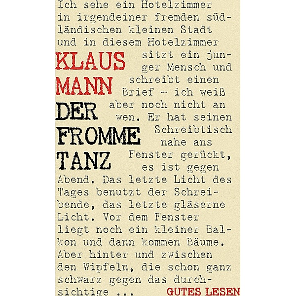 Der fromme Tanz - Roman einer Jugend, Klaus Mann