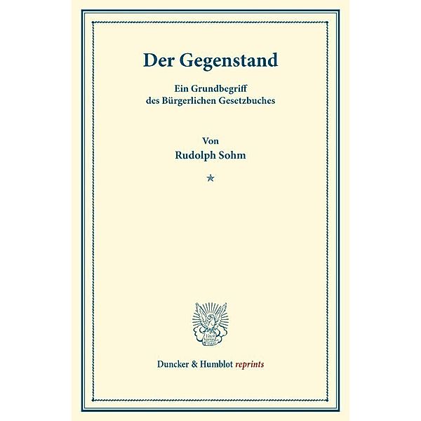 Der Gegenstand., Rudolph Sohm