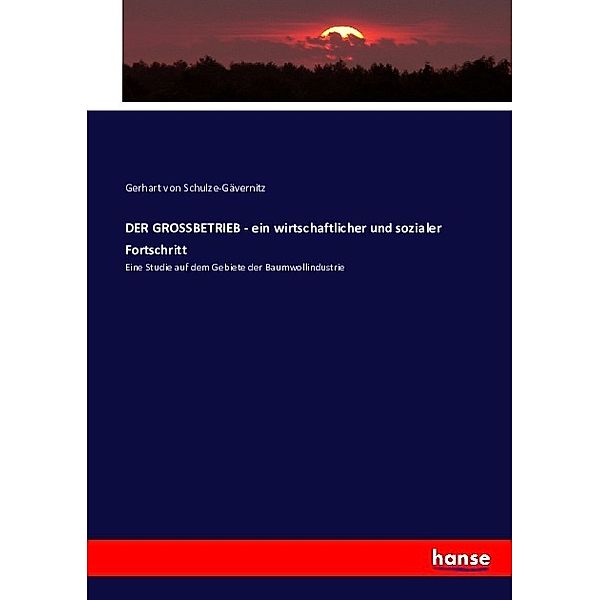 DER GROSSBETRIEB - ein wirtschaftlicher und sozialer Fortschritt, Gerhart von Schulze-Gaevernitz