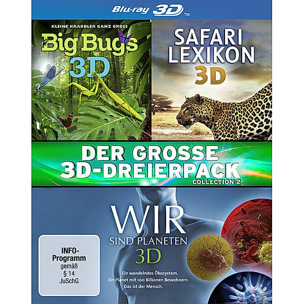 Der große 3D-Dreierpack - Collection 2 - - Big Bugs 3D / Wir sind Planeten 3D / Safari Lexikon 3D Bluray Box