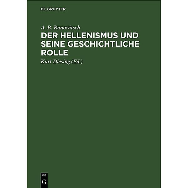 Der Hellenismus und seine geschichtliche Rolle, A. B. Ranowitsch