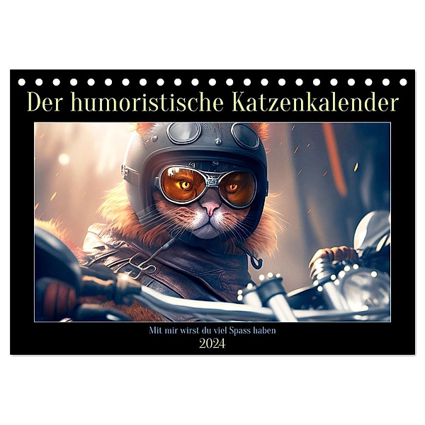 Der humoristische Katzen Kalender (Tischkalender 2024 DIN A5 quer), CALVENDO Monatskalender, Peter Rübsamen