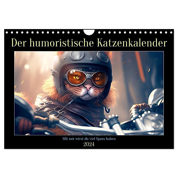 Der humoristische Katzen Kalender (Wandkalender 2024 DIN A4 quer), CALVENDO Monatskalender, Peter Rübsamen