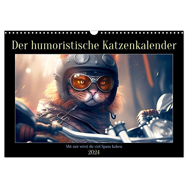 Der humoristische Katzen Kalender (Wandkalender 2024 DIN A3 quer), CALVENDO Monatskalender, Peter Rübsamen