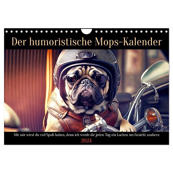 Der humoristische Mops-Kalender (Wandkalender 2024 DIN A4 quer), CALVENDO Monatskalender, Peter Rübsamen
