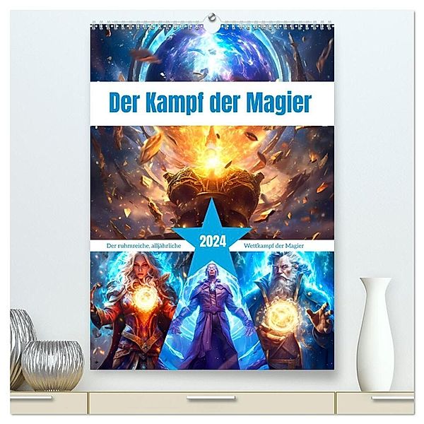 Der Kampf der Magier (hochwertiger Premium Wandkalender 2024 DIN A2 hoch), Kunstdruck in Hochglanz, Steffen Gierok-Latniak