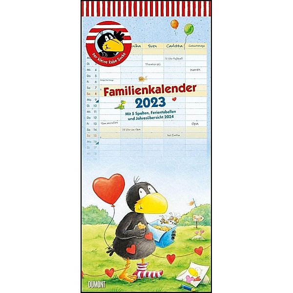 Der kleine Rabe Socke Familienkalender 2023 - Wandkalender - Familienplaner mit 5 Spalten - Format 22 x 49,5 cm, Nele Moost