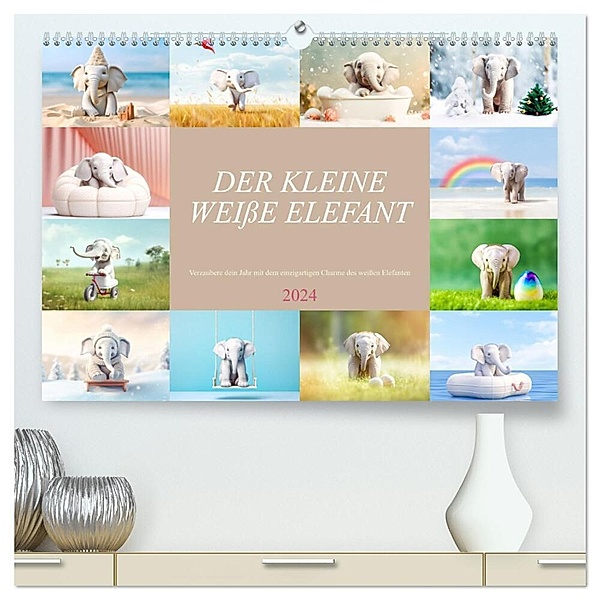 Der kleine weiße Elefant (hochwertiger Premium Wandkalender 2024 DIN A2 quer), Kunstdruck in Hochglanz, Dirk Meutzner