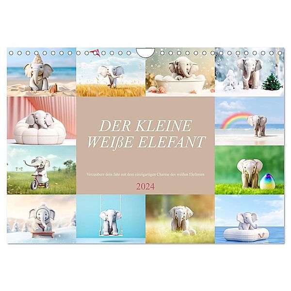 Der kleine weiße Elefant (Wandkalender 2024 DIN A4 quer), CALVENDO Monatskalender, Dirk Meutzner