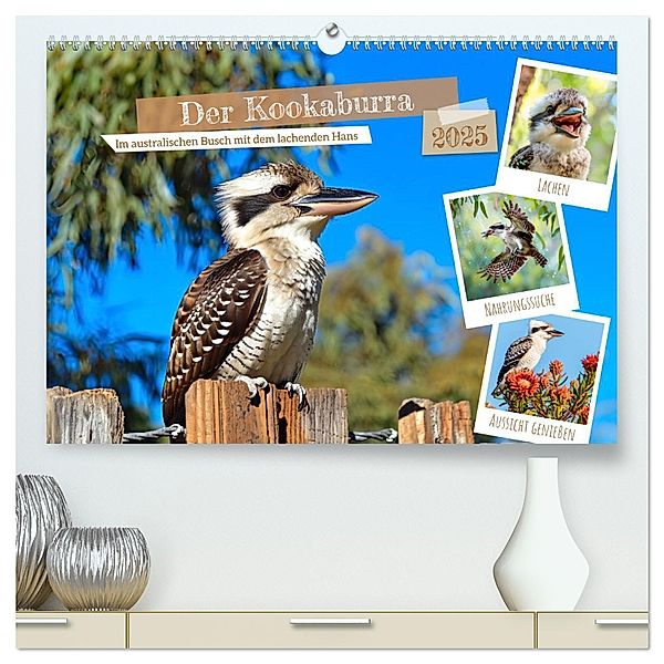 Der Kookaburra - Im australischen Busch mit dem lachenden Hans (hochwertiger Premium Wandkalender 2025 DIN A2 quer), Kunstdruck in Hochglanz, Calvendo, Anja Frost