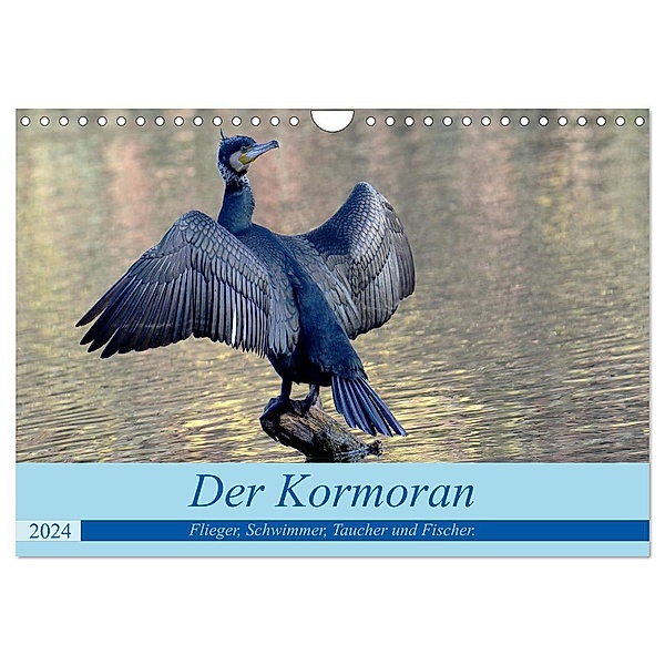 Der Kormoran, ein guter Flieger, Schwimmer, Taucher und Fischer. (Wandkalender 2024 DIN A4 quer), CALVENDO Monatskalender, Rufotos