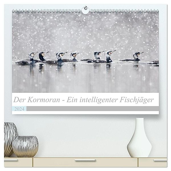 Der Kormoran - Ein intelligenter Fischjäger (hochwertiger Premium Wandkalender 2024 DIN A2 quer), Kunstdruck in Hochglanz, Wilfried Martin