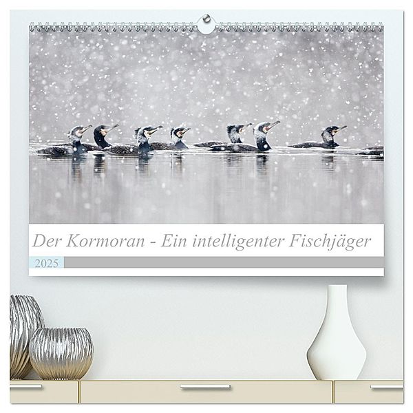 Der Kormoran - Ein intelligenter Fischjäger (hochwertiger Premium Wandkalender 2025 DIN A2 quer), Kunstdruck in Hochglanz, Calvendo, Wilfried Martin