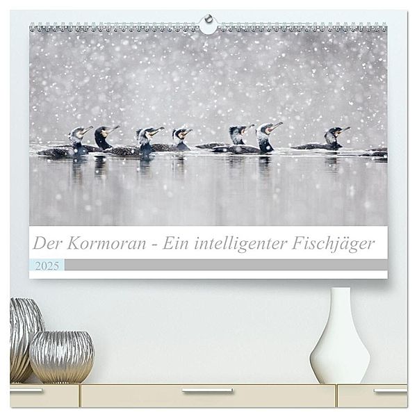 Der Kormoran - Ein intelligenter Fischjäger (hochwertiger Premium Wandkalender 2025 DIN A2 quer), Kunstdruck in Hochglanz, Calvendo, Wilfried Martin