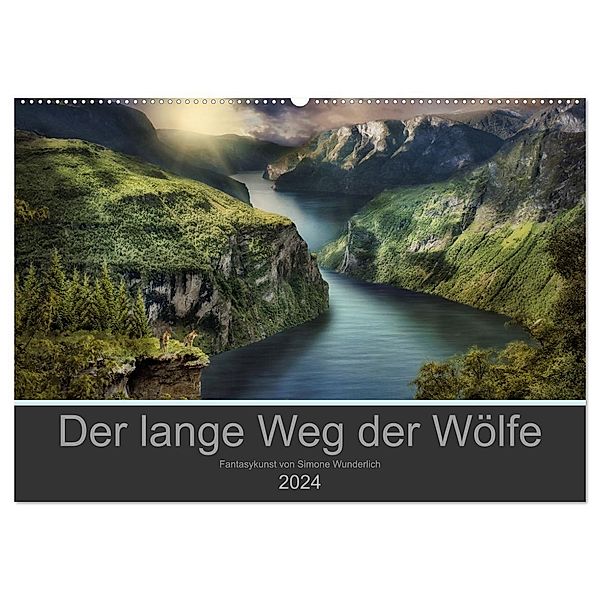 Der lange Weg der Wölfe (Wandkalender 2024 DIN A2 quer), CALVENDO Monatskalender, Simone Wunderlich