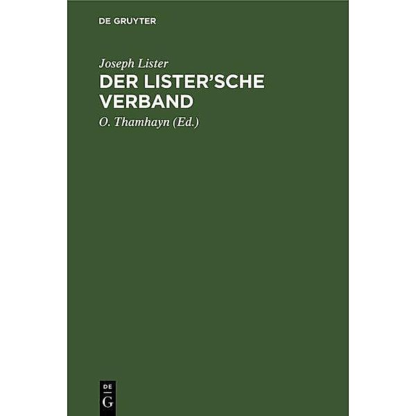 Der Lister'sche Verband, Joseph Lister
