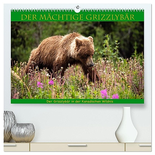 Der mächtige Gizzlybär (hochwertiger Premium Wandkalender 2024 DIN A2 quer), Kunstdruck in Hochglanz, Roland Brack