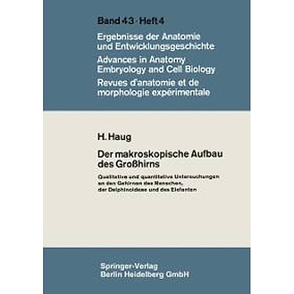 Der makroskopische Aufbau des Großhirns / Advances in Anatomy, Embryology and Cell Biology Bd.43/4, H. Haug