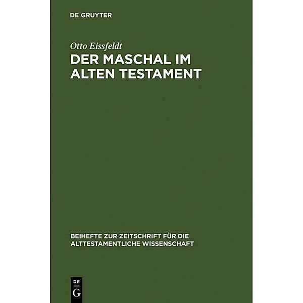Der Maschal im Alten Testament, Otto Eissfeldt