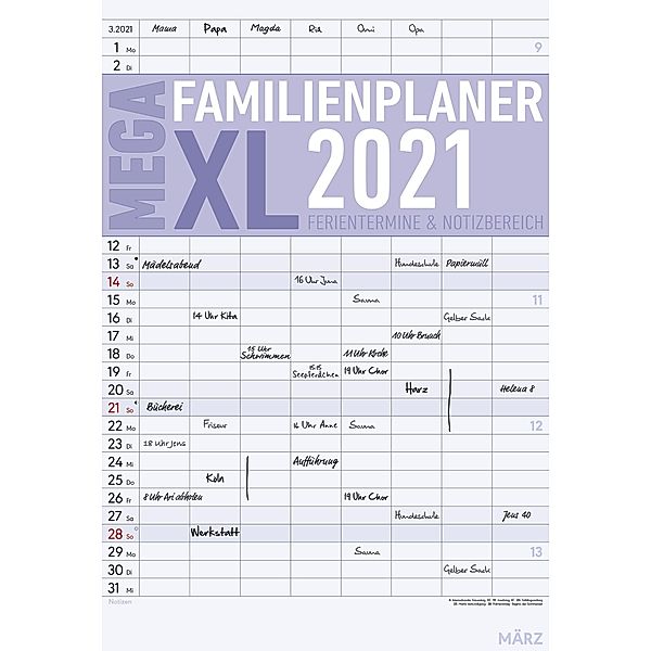 Der MEGA-Familienplaner XL 2021