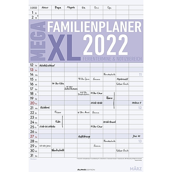 Der MEGA-Familienplaner XL 2022