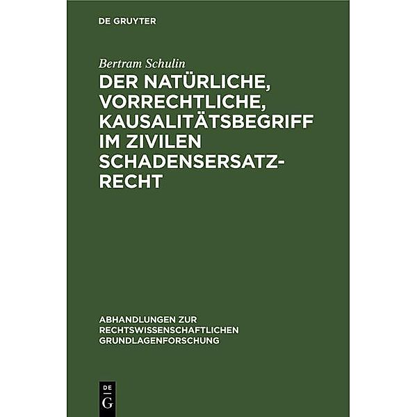 Der natürliche, vorrechtliche, Kausalitätsbegriff im zivilen Schadensersatzrecht / Abhandlungen zur rechtswissenschaftlichen Grundlagenforschung Bd.22, Bertram Schulin