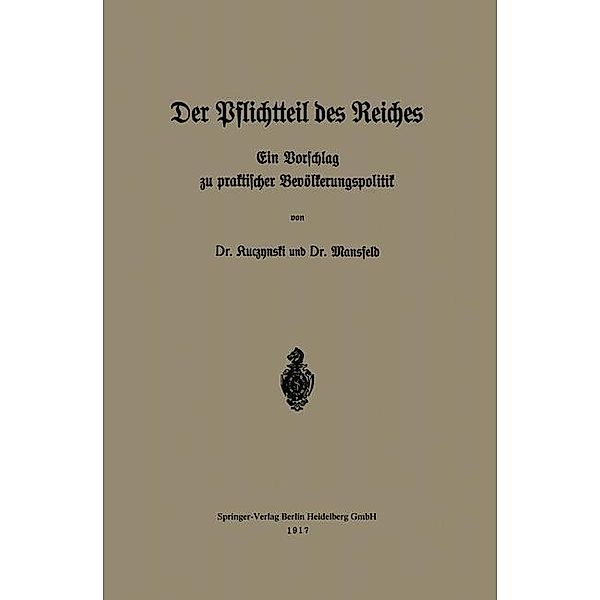 Der Pflichtteil des Reiches, Robert René Kuczynski, Werner Mansfeld