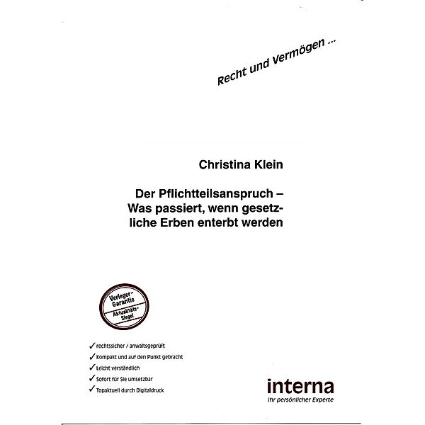 Der Pflichtteilsanspruch / Recht und Vermögen, Christina Klein