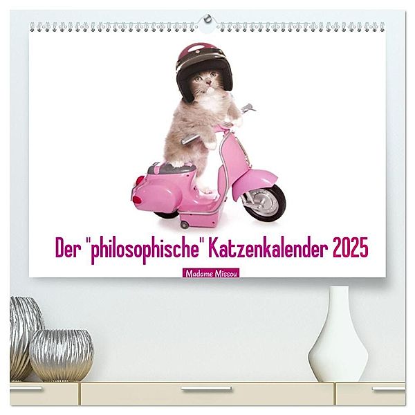 Der philosophische Katzenkalender 2025 (hochwertiger Premium Wandkalender 2025 DIN A2 quer), Kunstdruck in Hochglanz, Calvendo, Madame Missou