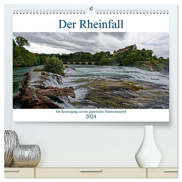 Der Rheinfall - Ein Spaziergang um das gigantische Naturschauspiel (hochwertiger Premium Wandkalender 2024 DIN A2 quer), Kunstdruck in Hochglanz, Hanns-Peter Eisold