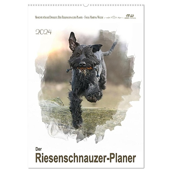 Der Riesenschnauzer-Planer (Wandkalender 2024 DIN A2 hoch), CALVENDO Monatskalender, Martina Wrede - Wredefotografie