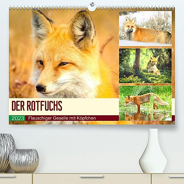 Der Rotfuchs. Flauschiger Geselle mit Köpfchen (Premium, hochwertiger DIN A2 Wandkalender 2023, Kunstdruck in Hochglanz), Rose Hurley