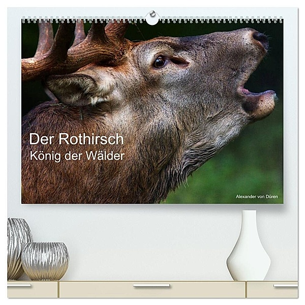 Der Rothirsch, König der Wälder (hochwertiger Premium Wandkalender 2024 DIN A2 quer), Kunstdruck in Hochglanz, Alexander von Düren