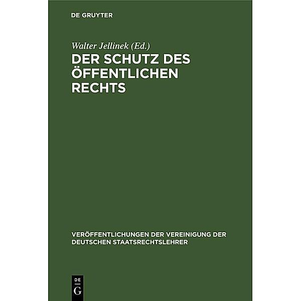 Der Schutz des öffentlichen Rechts / Veröffentlichungen der Vereinigung der Deutschen Staatsrechtslehrer Bd.2