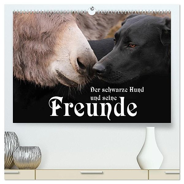 Der schwarze Hund und seine Freunde (hochwertiger Premium Wandkalender 2024 DIN A2 quer), Kunstdruck in Hochglanz, Michael Gsödl