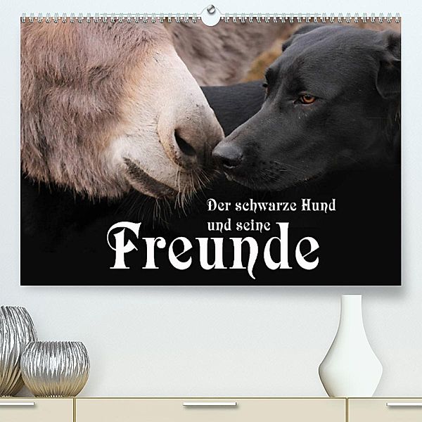 Der schwarze Hund und seine Freunde (Premium, hochwertiger DIN A2 Wandkalender 2023, Kunstdruck in Hochglanz), Michael Gsödl