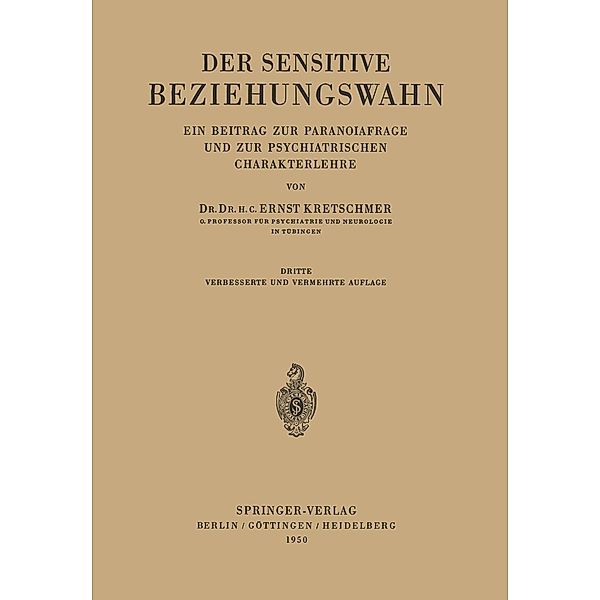 Der Sensitive Beziehungswahn, Ernst Kretschmer